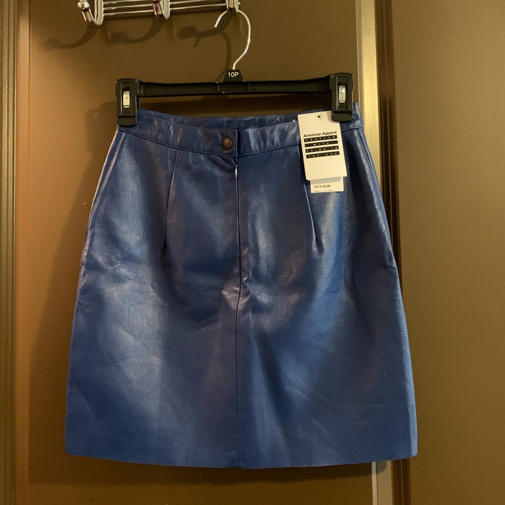 BRAND NEW American Apparel Blue Leather Skirt!